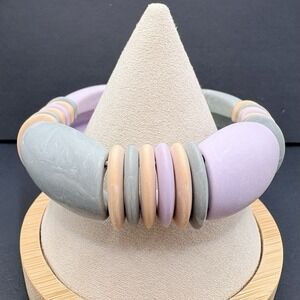 Vintage Avon Sunbleached Colors Stretch Bracelet 1987 Pastel‎ Multi-Color Chunky